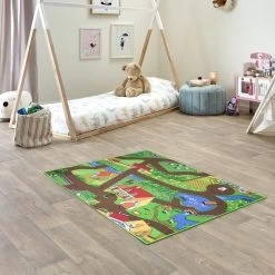 Kids Corner Farm Life/Sweet Town 95x113 Cm Omkeerbaar Vloerkleed En Speelmat -Winkel Voor Babyproducten kids corner farm lifesweet town 95x113 cm omkeerbaar vloerkleed en speelmat 5