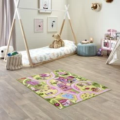 Kids Corner Farm Life/Sweet Town 95x113 Cm Omkeerbaar Vloerkleed En Speelmat -Winkel Voor Babyproducten kids corner farm lifesweet town 95x113 cm omkeerbaar vloerkleed en speelmat 6