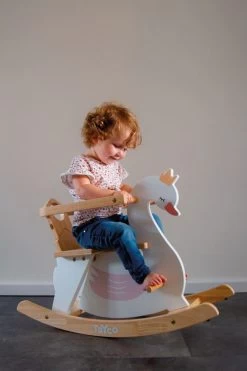 Tryco Zwaan Houten Hobbeldier TR-353011 -Winkel Voor Babyproducten tr 353011 tryco wooden rocking animals swan 02