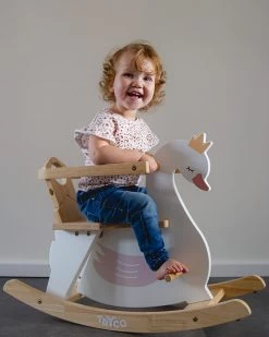 Tryco Zwaan Houten Hobbeldier TR-353011 -Winkel Voor Babyproducten tr 353011 tryco wooden rocking animals swan 03